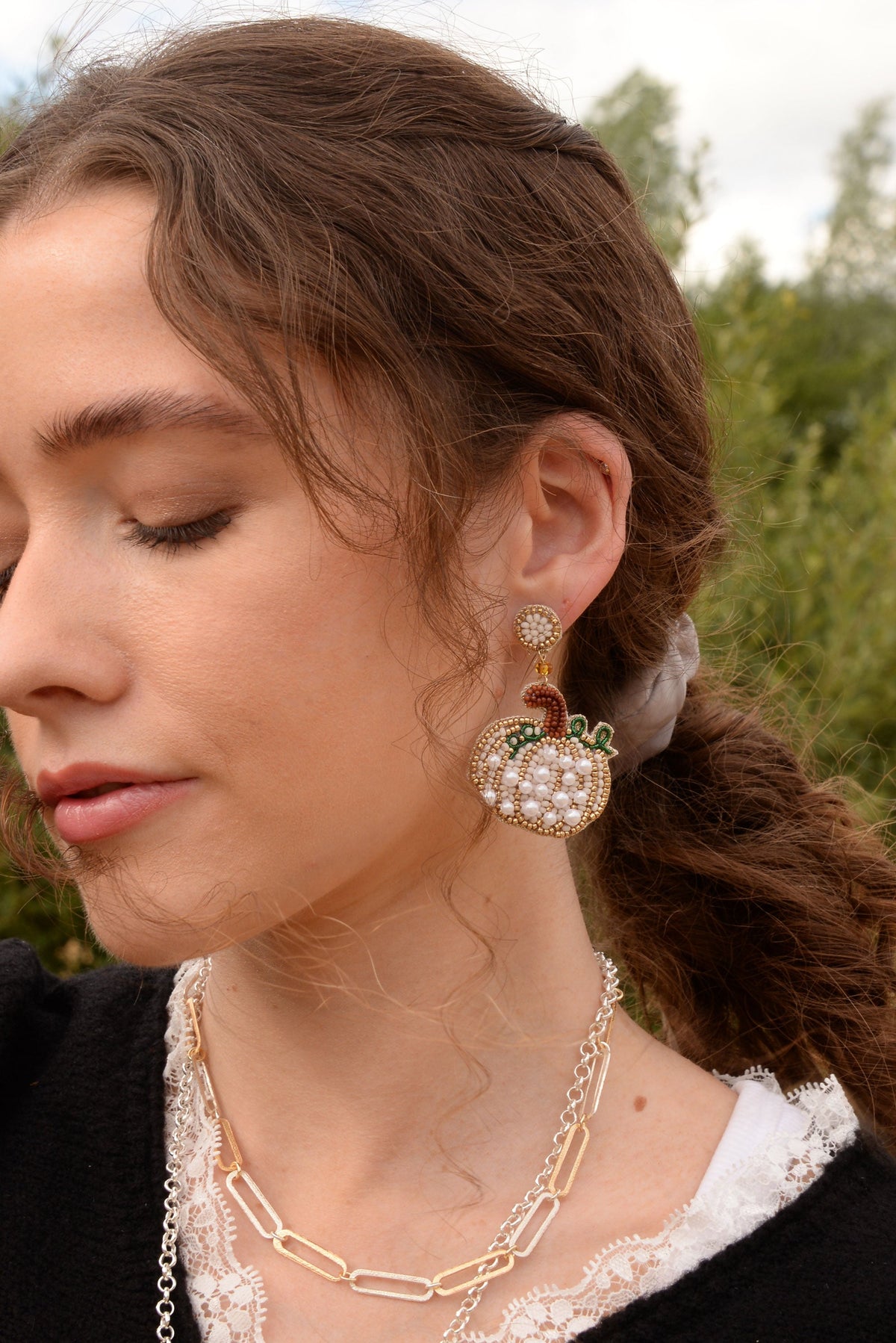 WHITE PUMPKIN EARRINGS