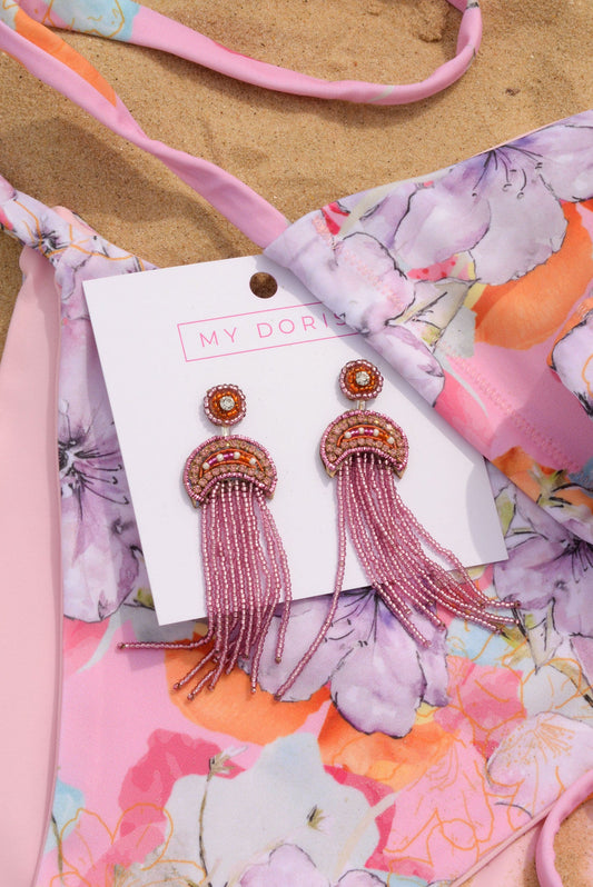 BEADED PINK JELLYFISH DROPS