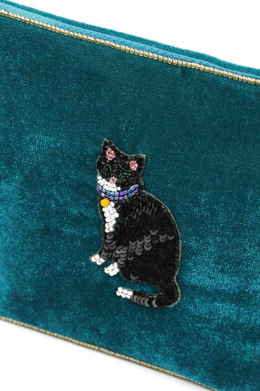 BLACK AND WHITE CAT MEDIUM POUCH