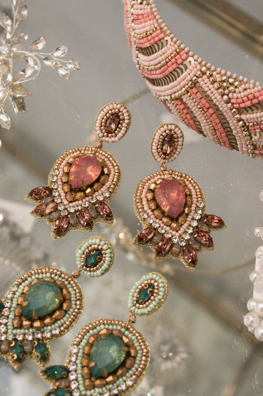 PEACH ART DECO EARRING