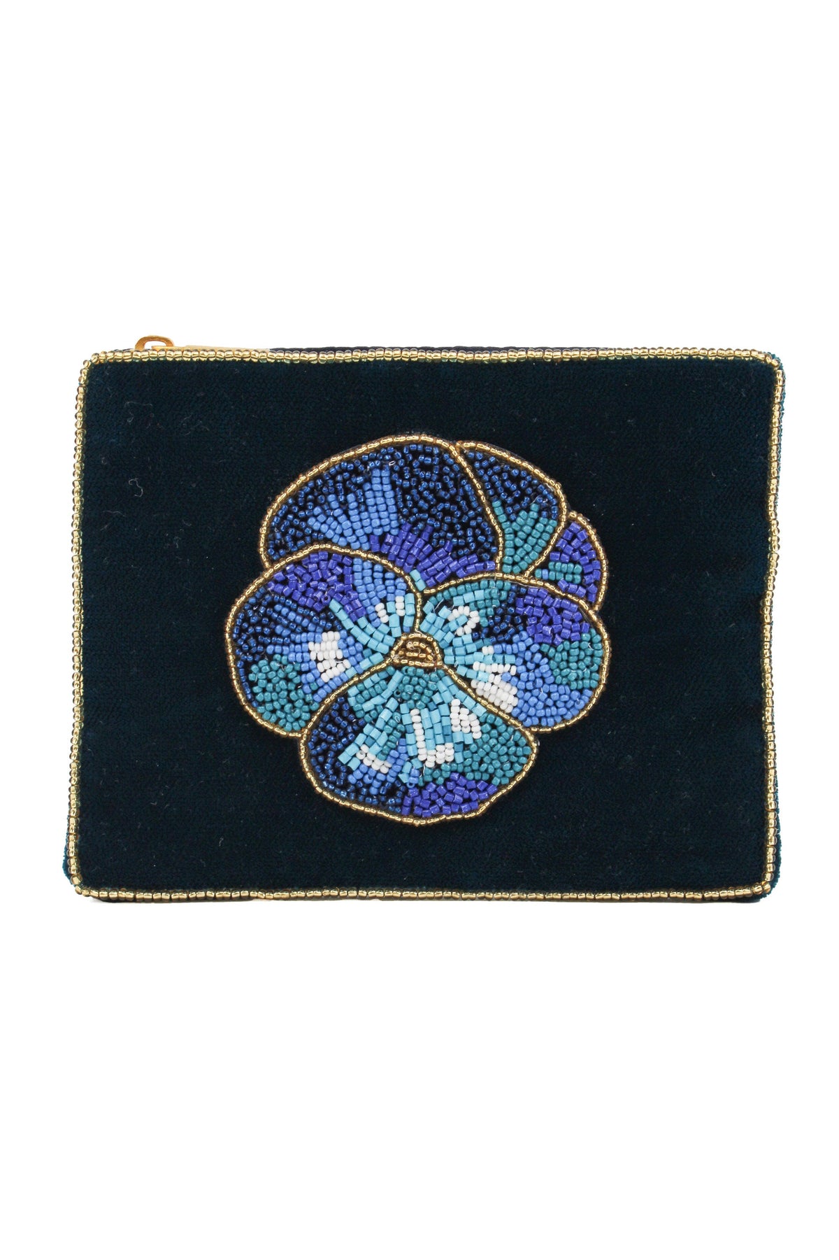 DARK BLUE WINTER PANSY SMALL POUCH