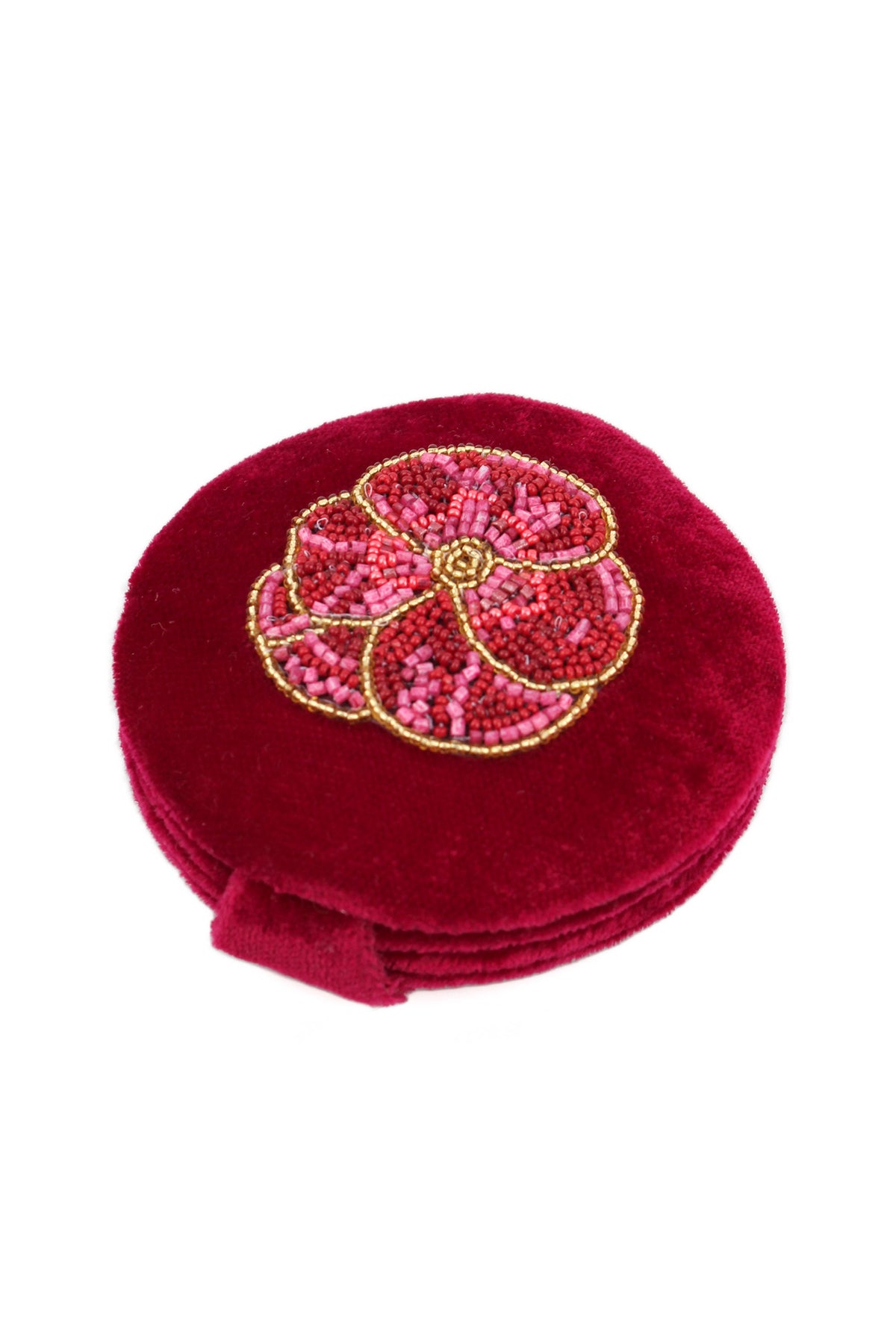 DARK PINK WINTER PANSY COMPACT MIRROR