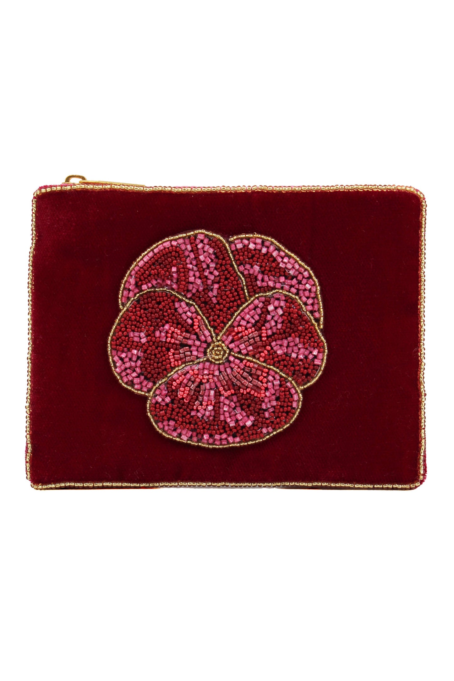 DARK PINK WINTER PANSY SMALL POUCH