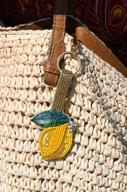 LEMON BEADED KEYRING/BAG CHARM