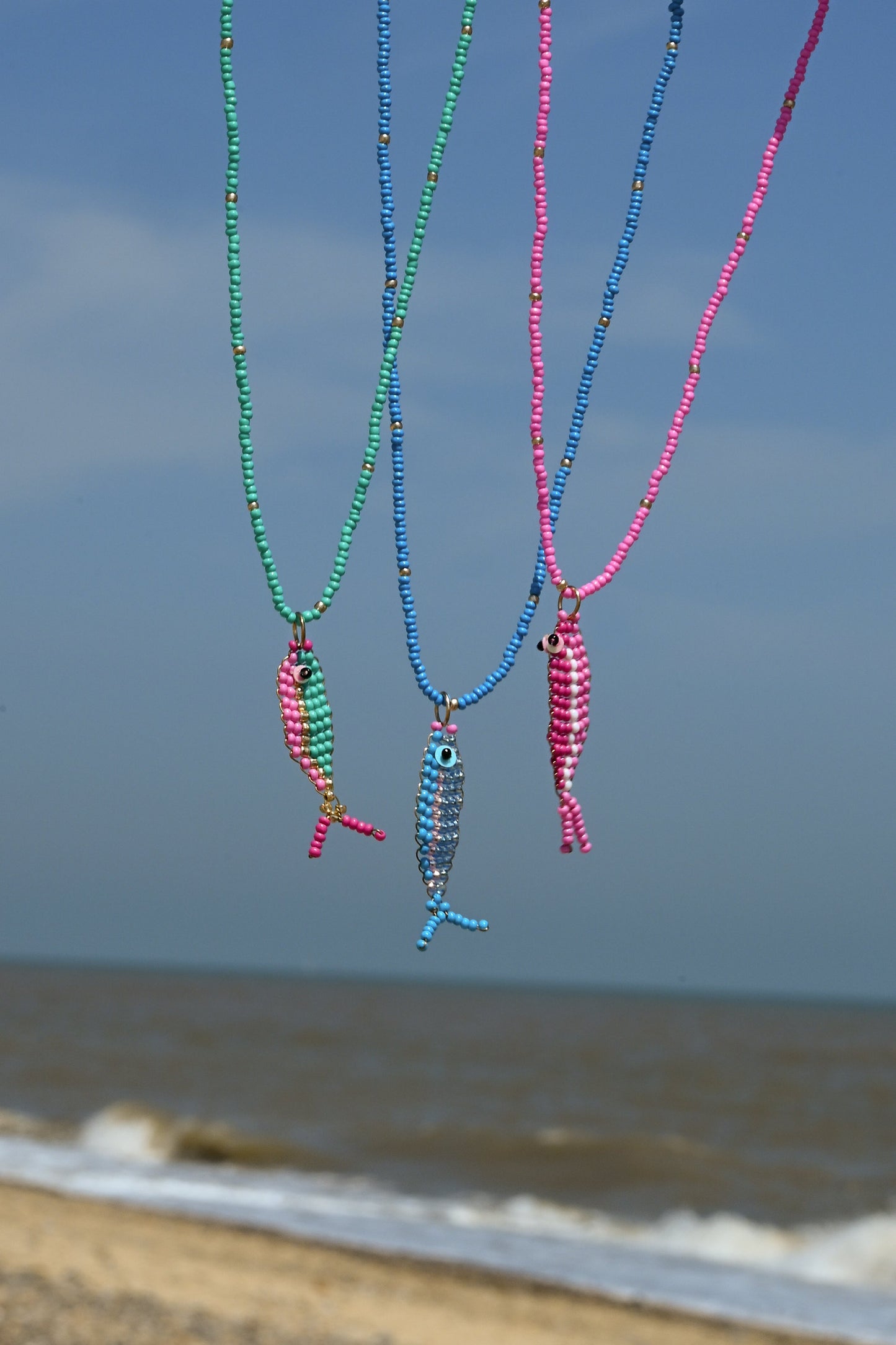 PINK BEADED FISH NECKLACE