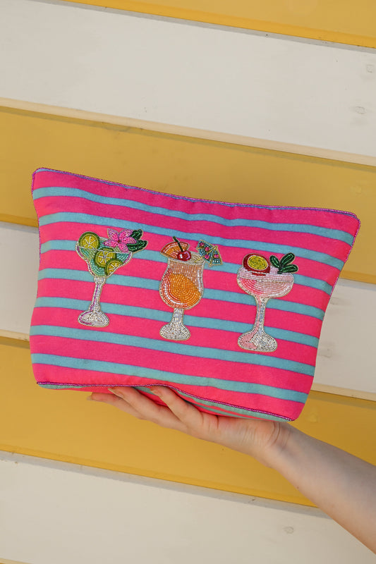 MULTI COCKTAIL LARGE POUCH ON STRIPE