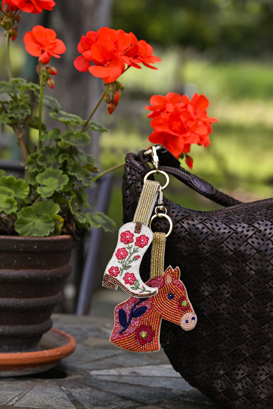 CREAM COWGIRL BOOT KEYRING