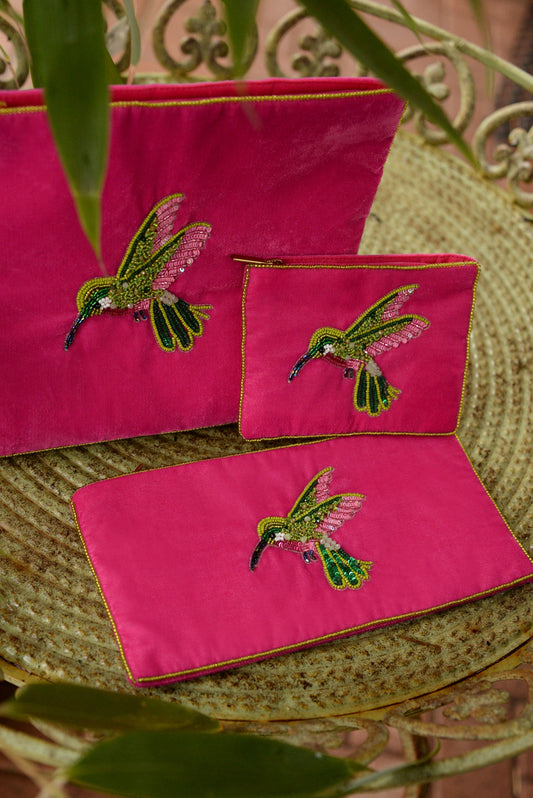 PINK HUMMINGBIRD MULTI USE POUCH