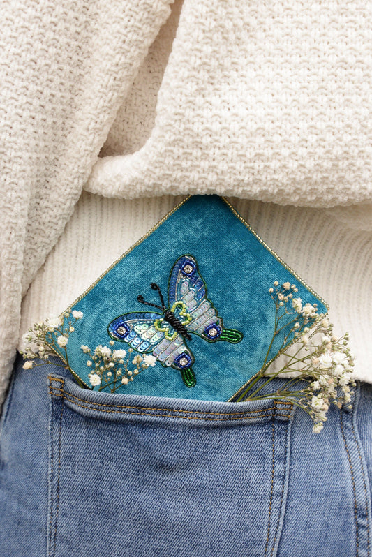 BLUE BUTTERFLY SMALL POUCH