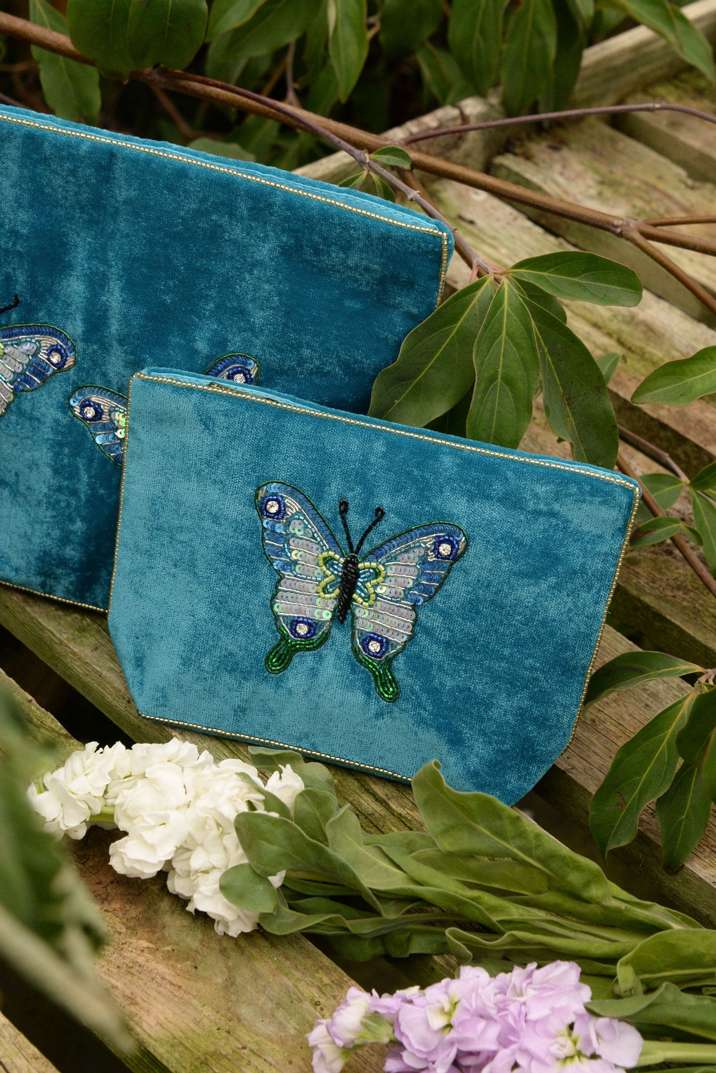 BLUE BUTTERFLY MEDIUM POUCH