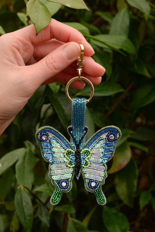 BLUE BUTTERFLY KEYRING/BAG CHARM