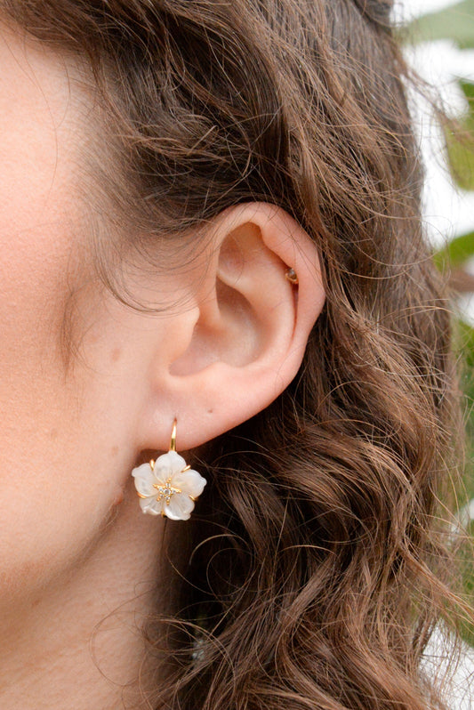 PEARL FLOWER DROP EARRINGS
