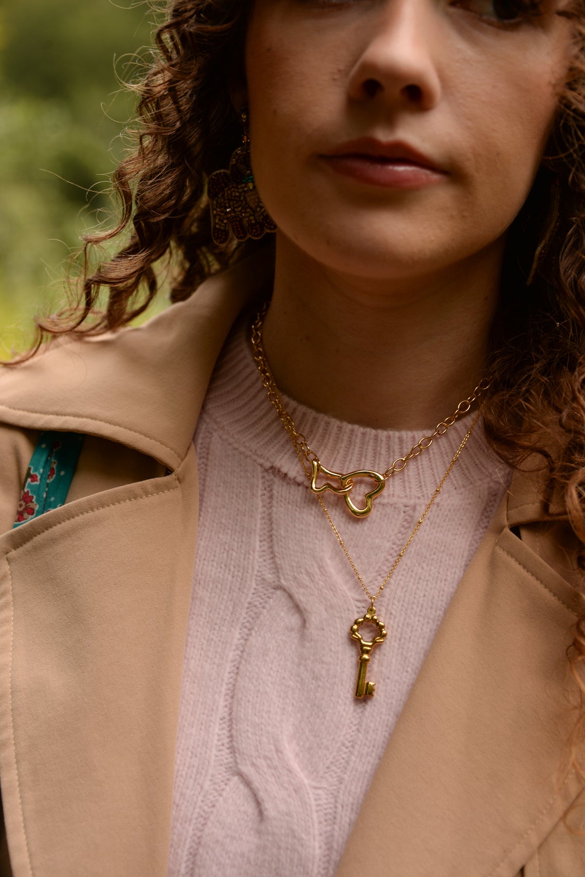 GOLD HEART CHUNKY CHAIN NECKLACE