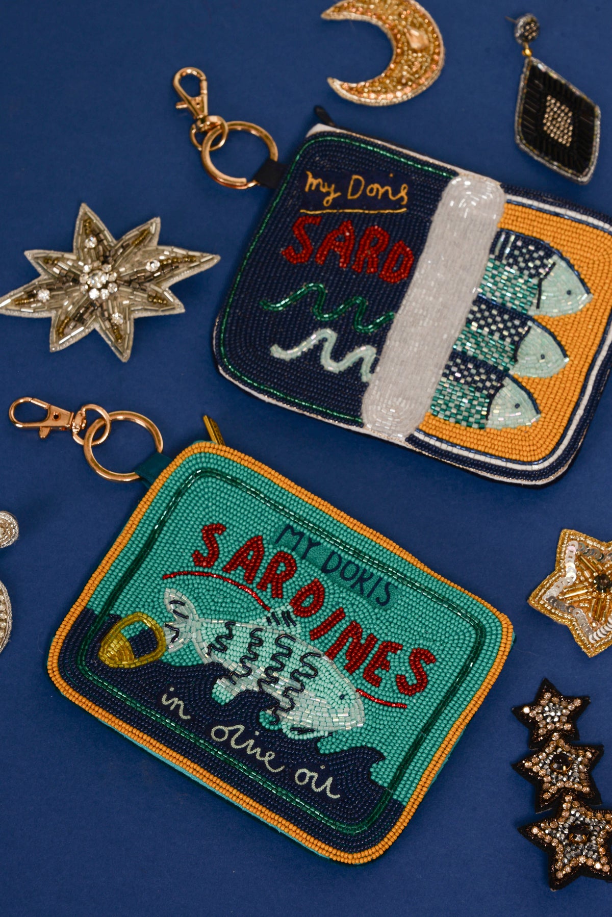 MY DORIS SARDINE TIN BEADED POUCH