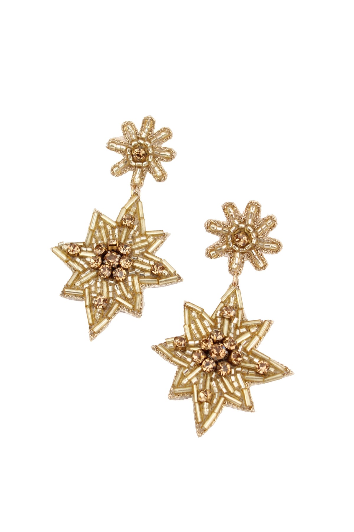 GOLD DOUBLE STAR EARRINGS