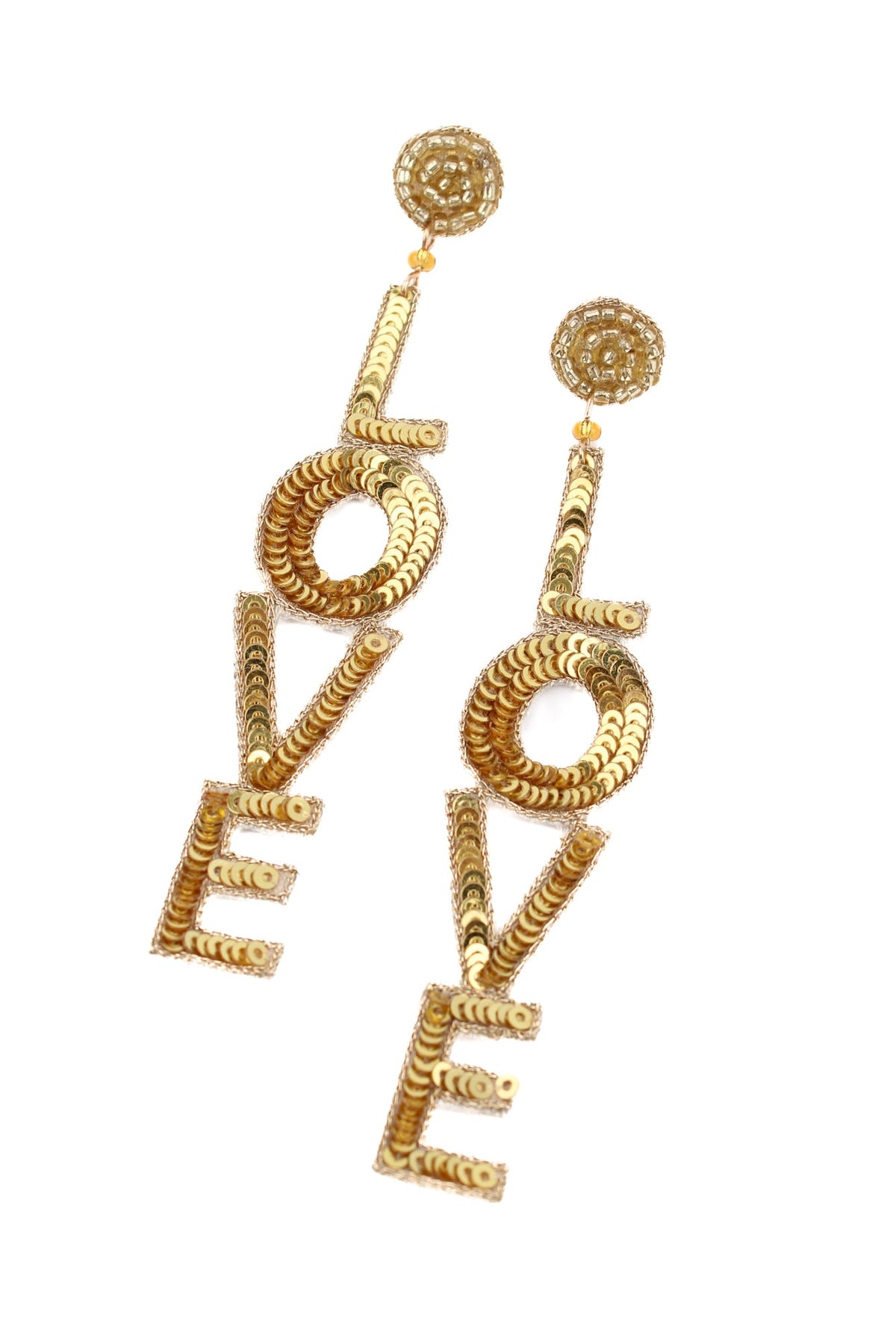 GOLD LOVE BEADED EARRINGS