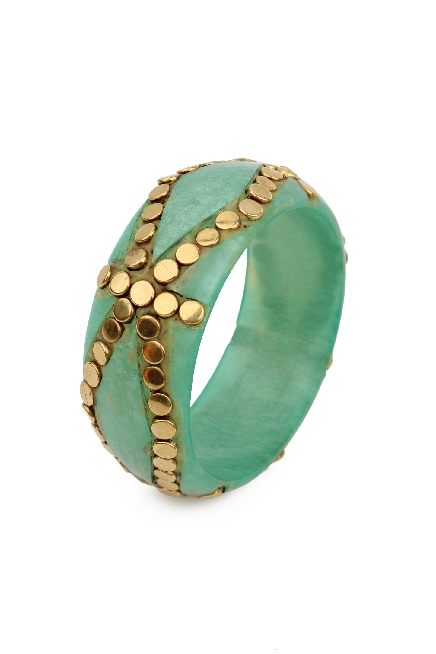 MINT AND GOLD RESIN BANGLE