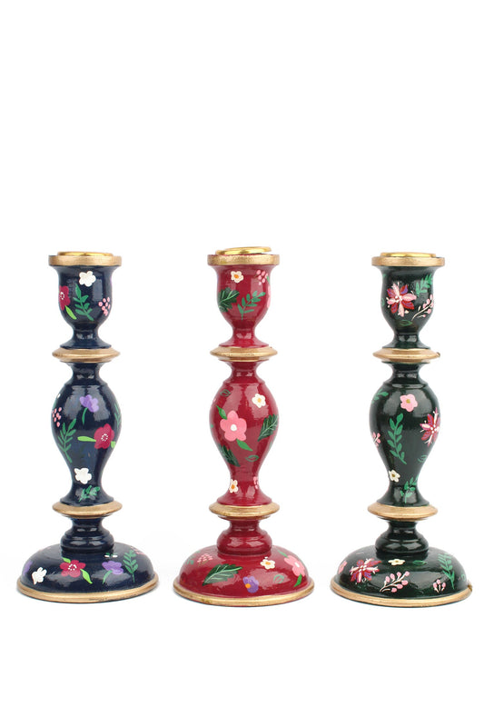 BURGUNDY LARGE CANDLESTICK HOLDER