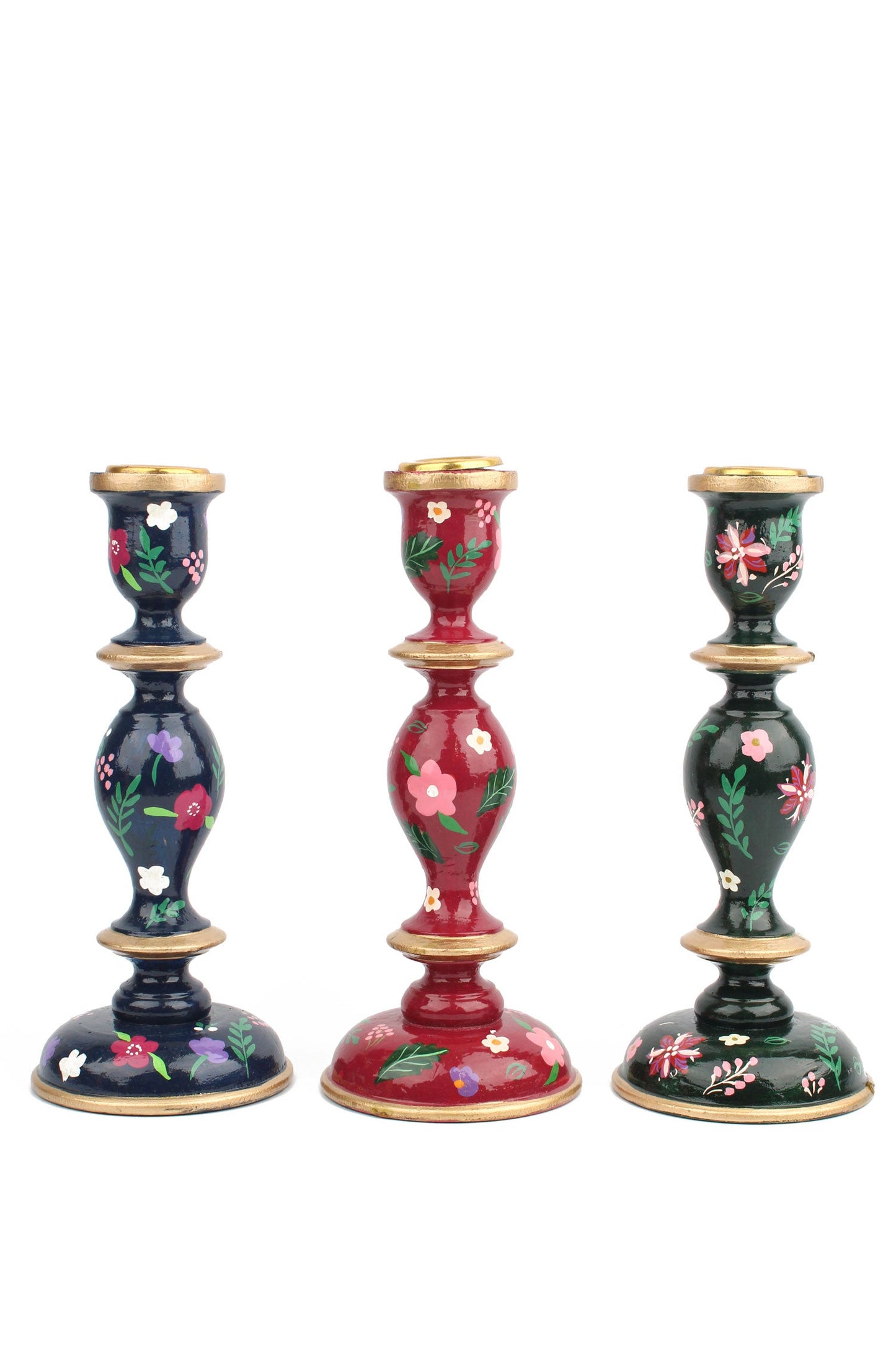 NAVY LARGE CANDLESTICK HOLDER