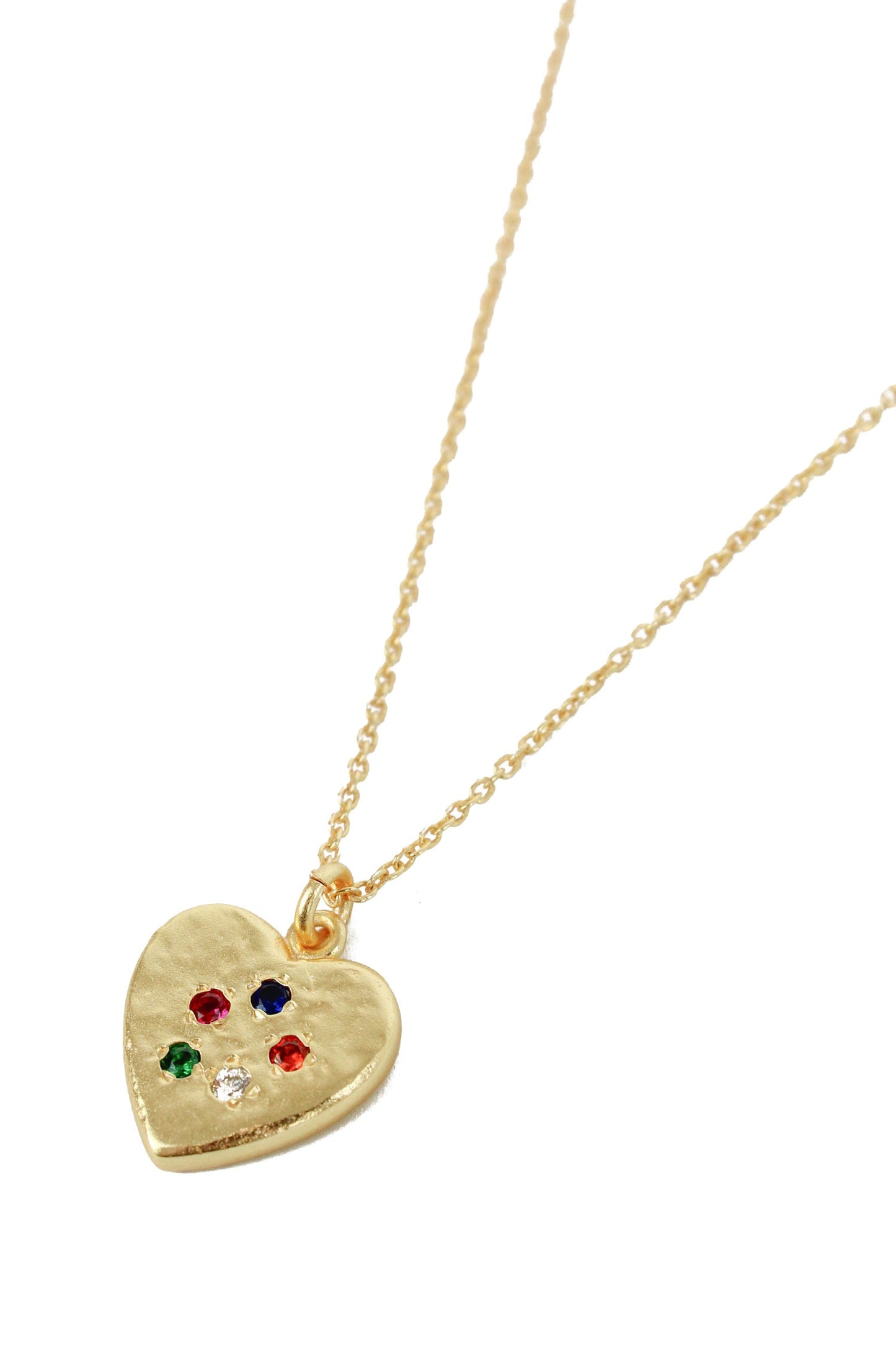 GOLD HEART GEM STUDDED NECKLACE