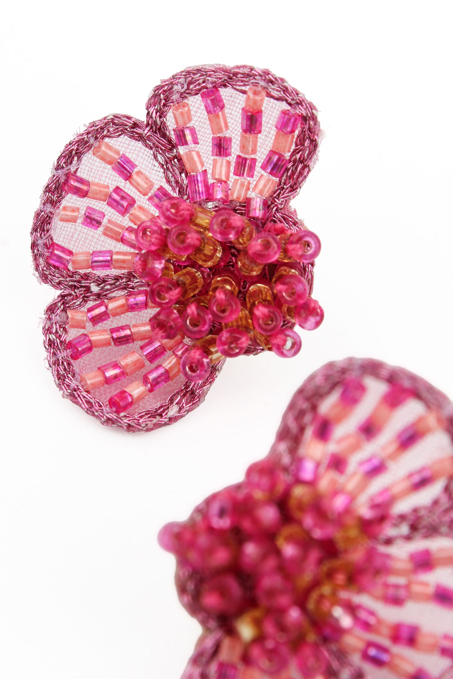 PINK HALF FLOWER EARRINGS