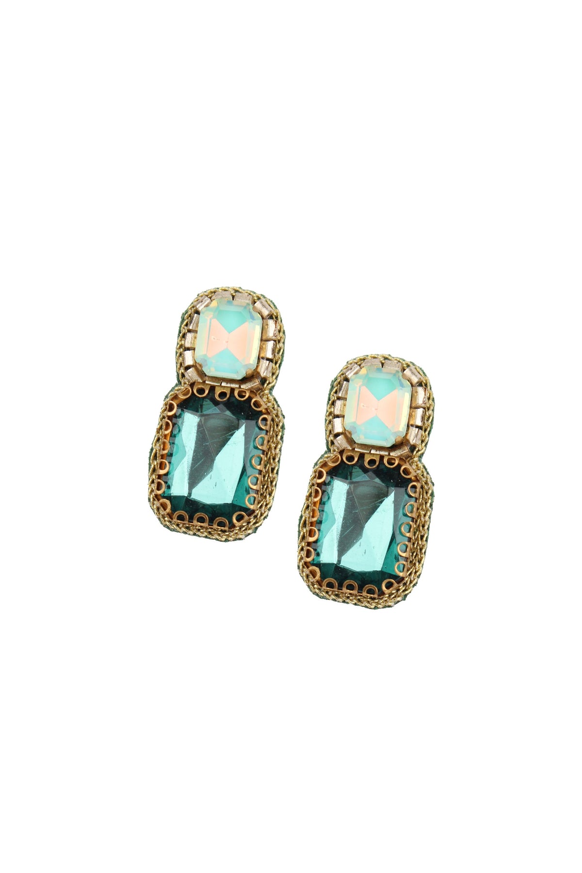 TEAL DOUBLE DROP EARRINGS