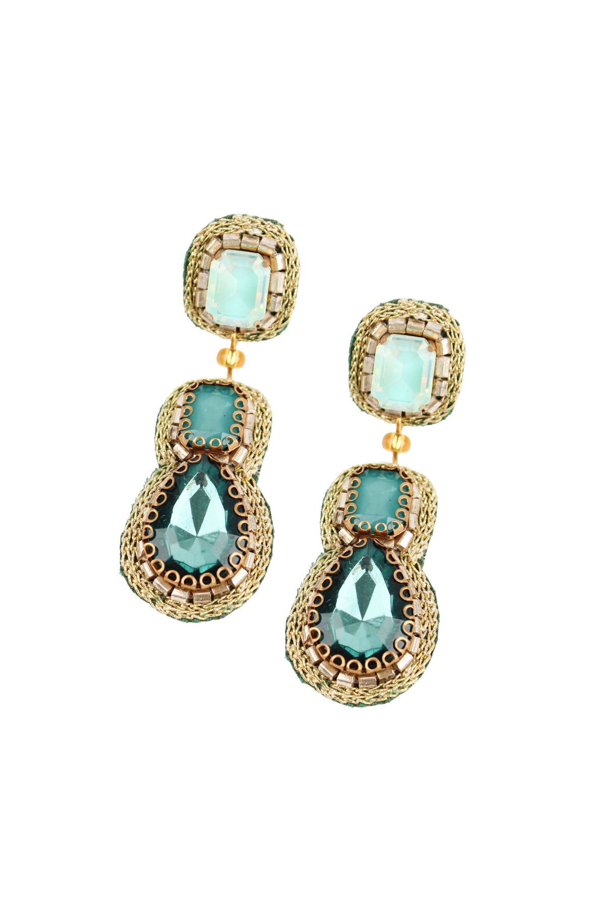 TEAL TRIPLE DROP EARRINGS