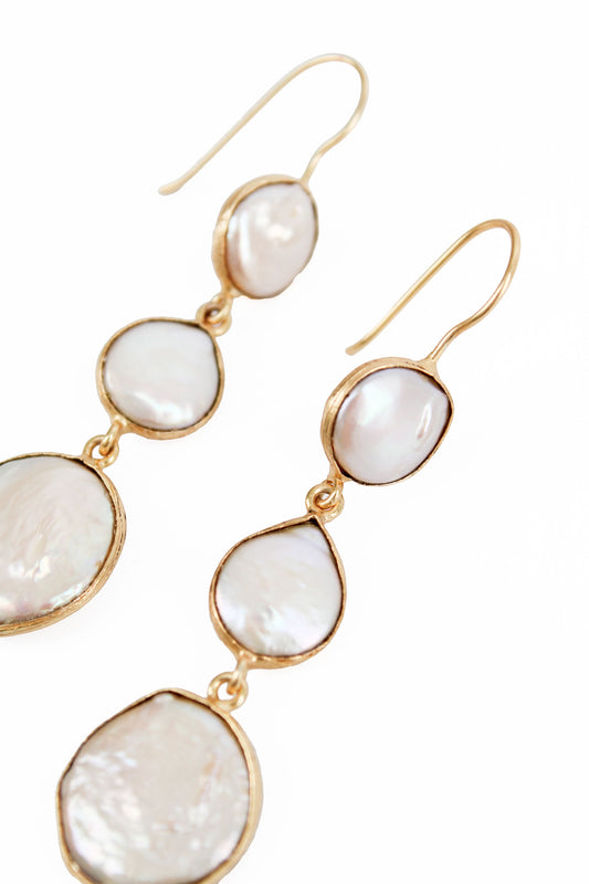 THREE PEARL DROP EARRINGS