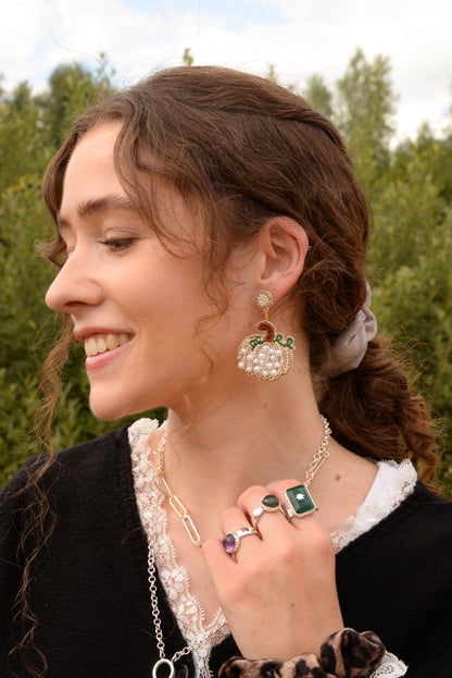 WHITE PUMPKIN EARRINGS