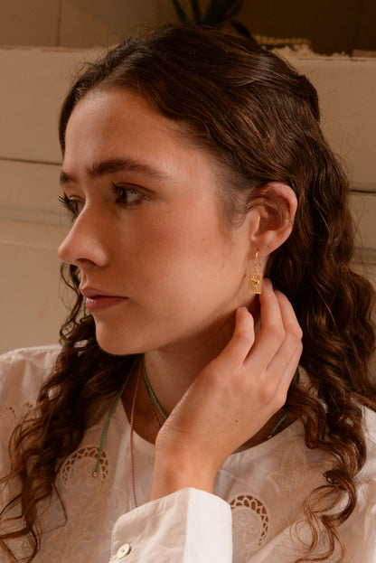 HEART RECTANGULAR EARRINGS