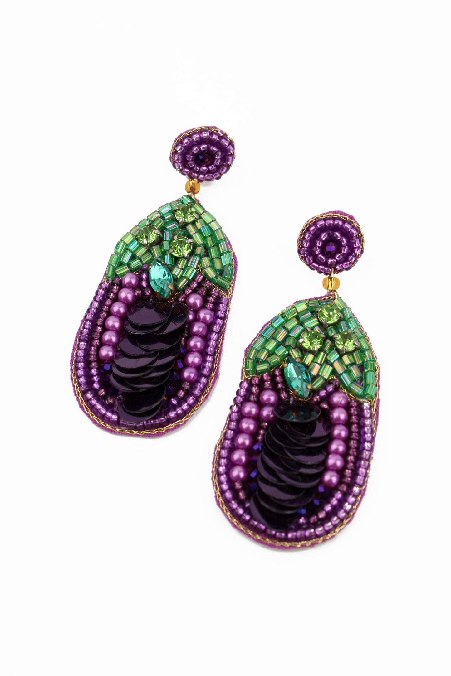BEADED AUBERGINE EARRINGS