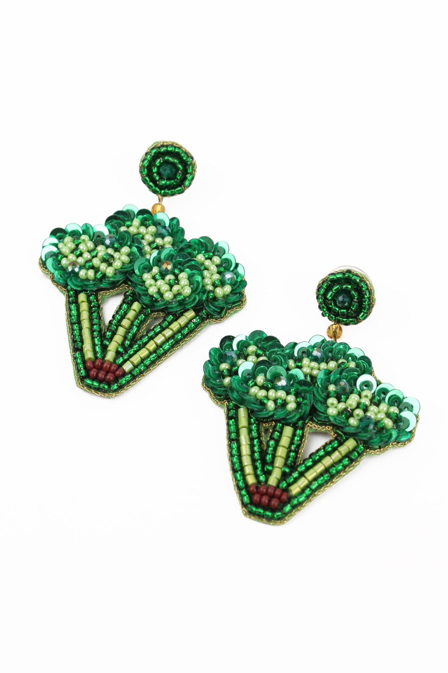 BEADED BROCCOLI EARRINGS