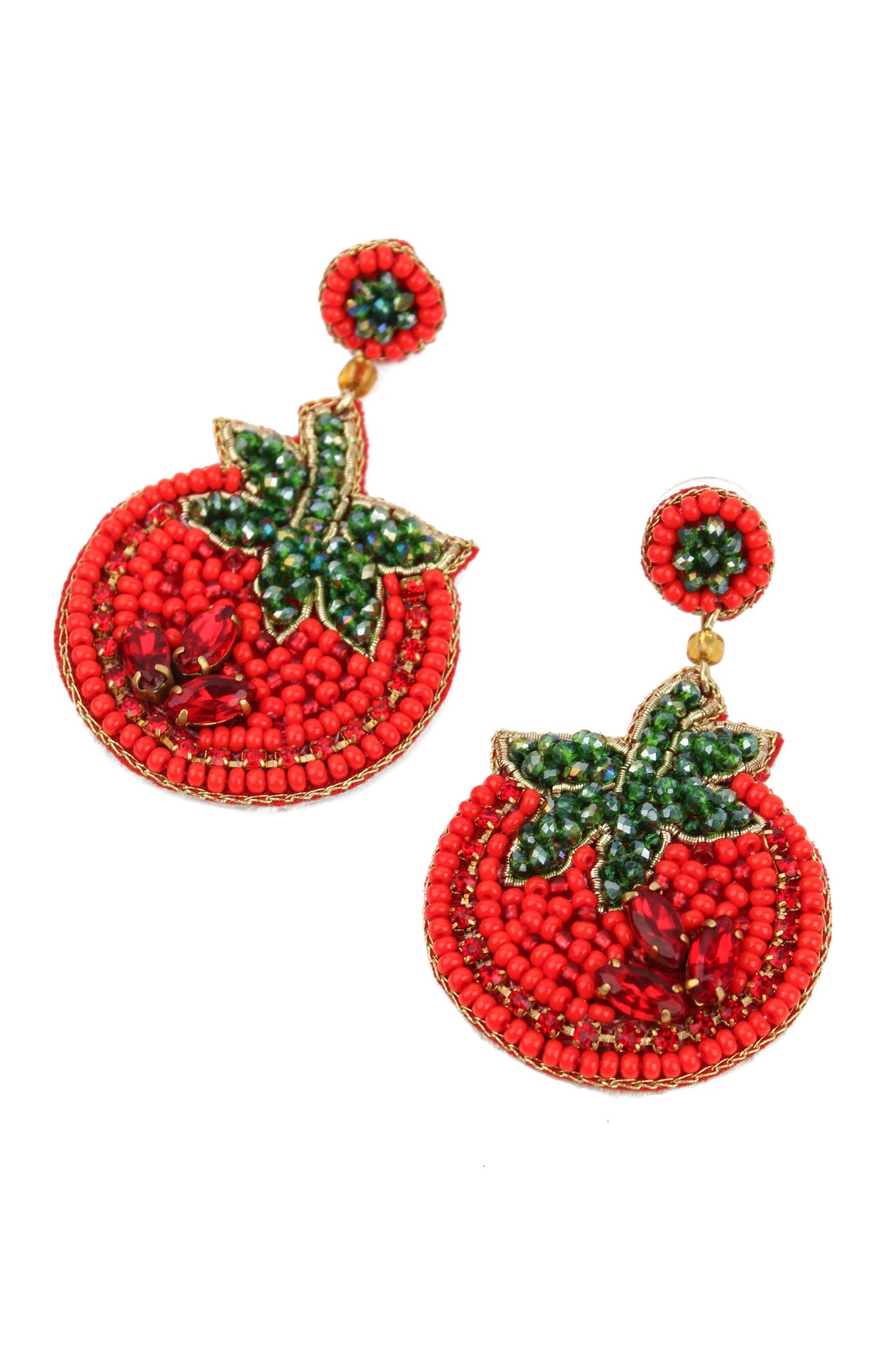 BEADED TOMATO EARRINGS