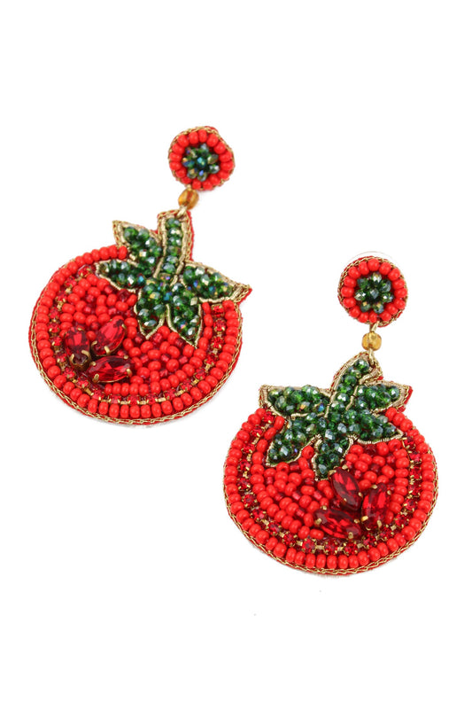 BEADED TOMATO EARRINGS