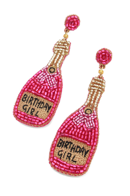 BIRTHDAY GIRL BEADED BOTTLE EARRING