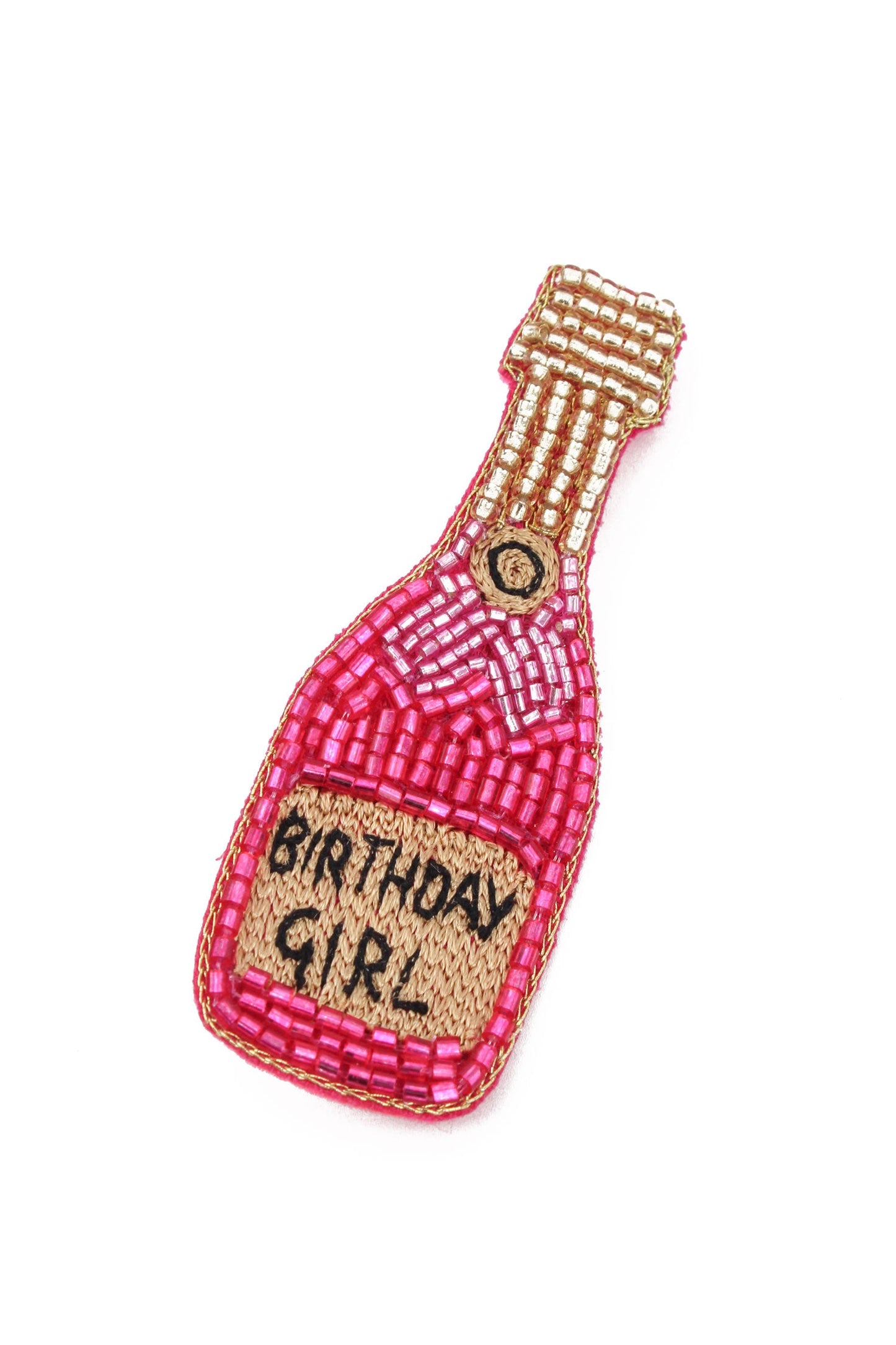BIRTHDAY GIRL BEADED BOTTLE BROOCH