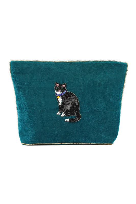BLACK AND WHITE CAT MEDIUM POUCH