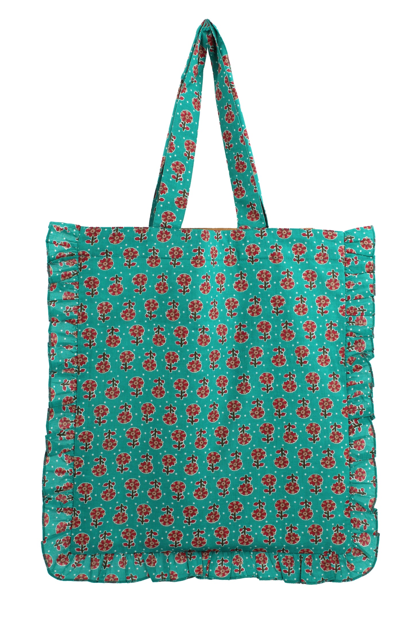 BLUE PRINT FRILL TOTE BAG