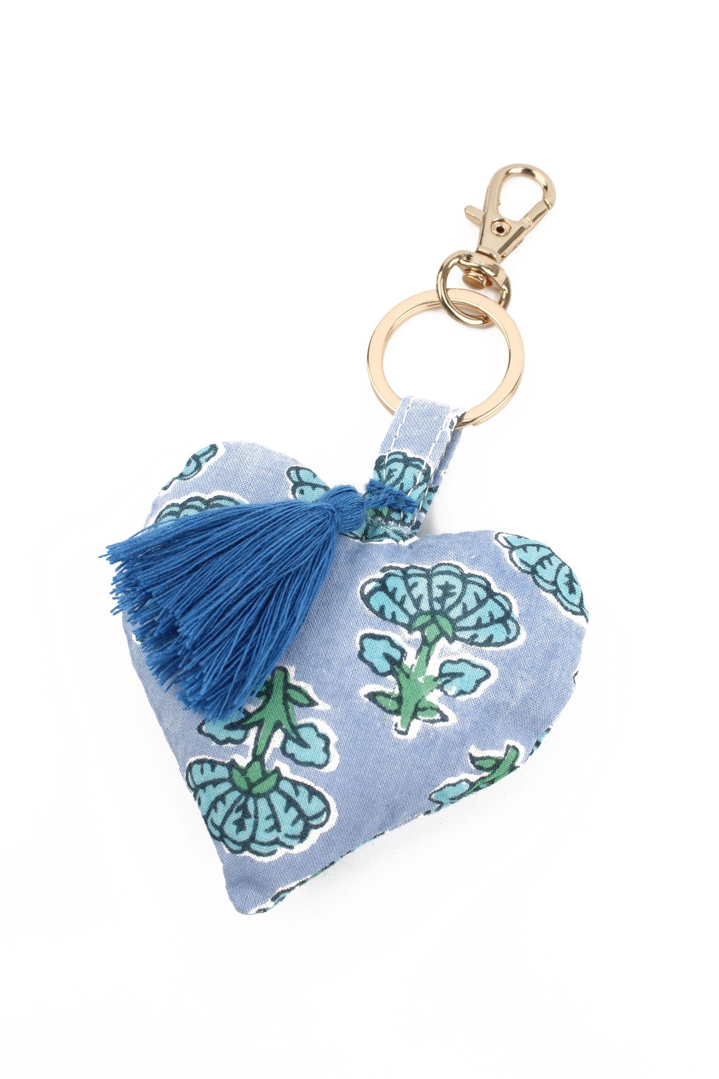 BLUE TASSEL HEART KEYRING