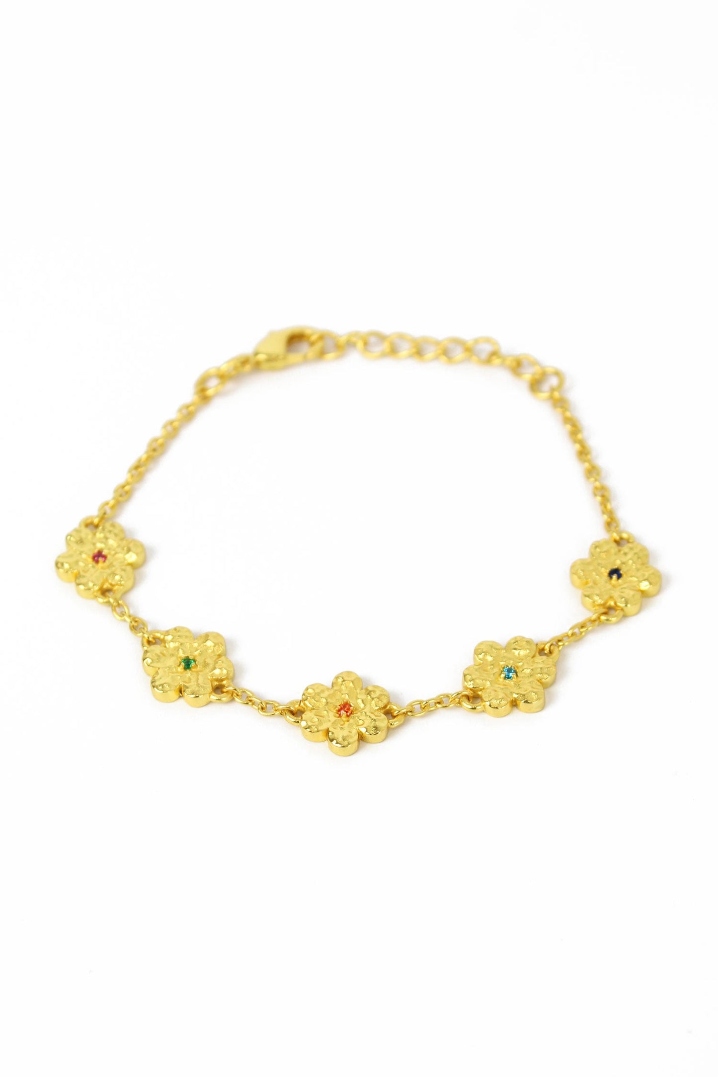 GOLD HAMMERED FLOWER BRACELET