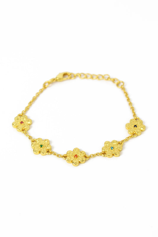 GOLD HAMMERED FLOWER BRACELET