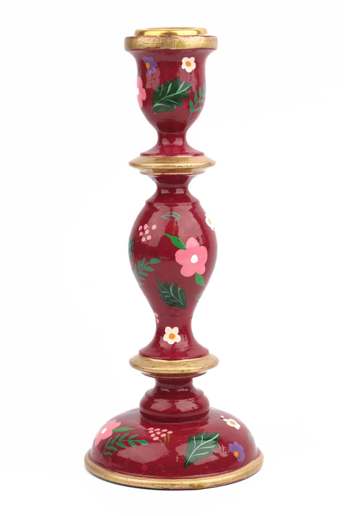 BURGUNDY LARGE CANDLESTICK HOLDER