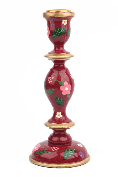 BURGUNDY LARGE CANDLESTICK HOLDER