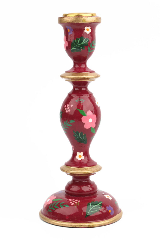 BURGUNDY LARGE CANDLESTICK HOLDER