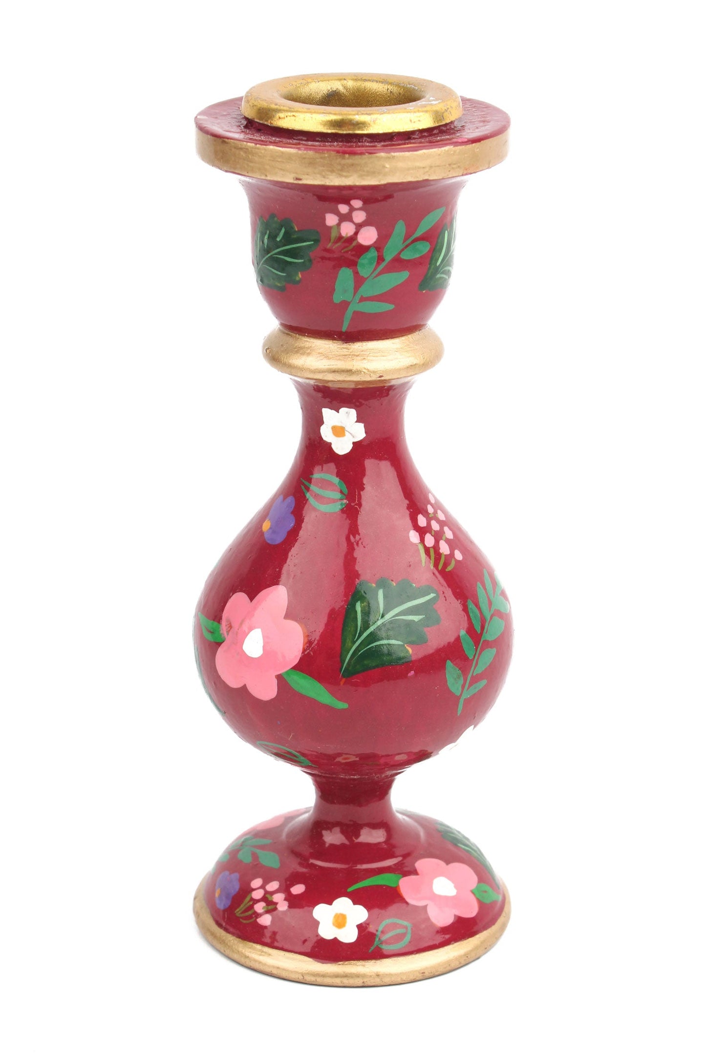 BURGUNDY SMALL CANDLESTICK HOLDER