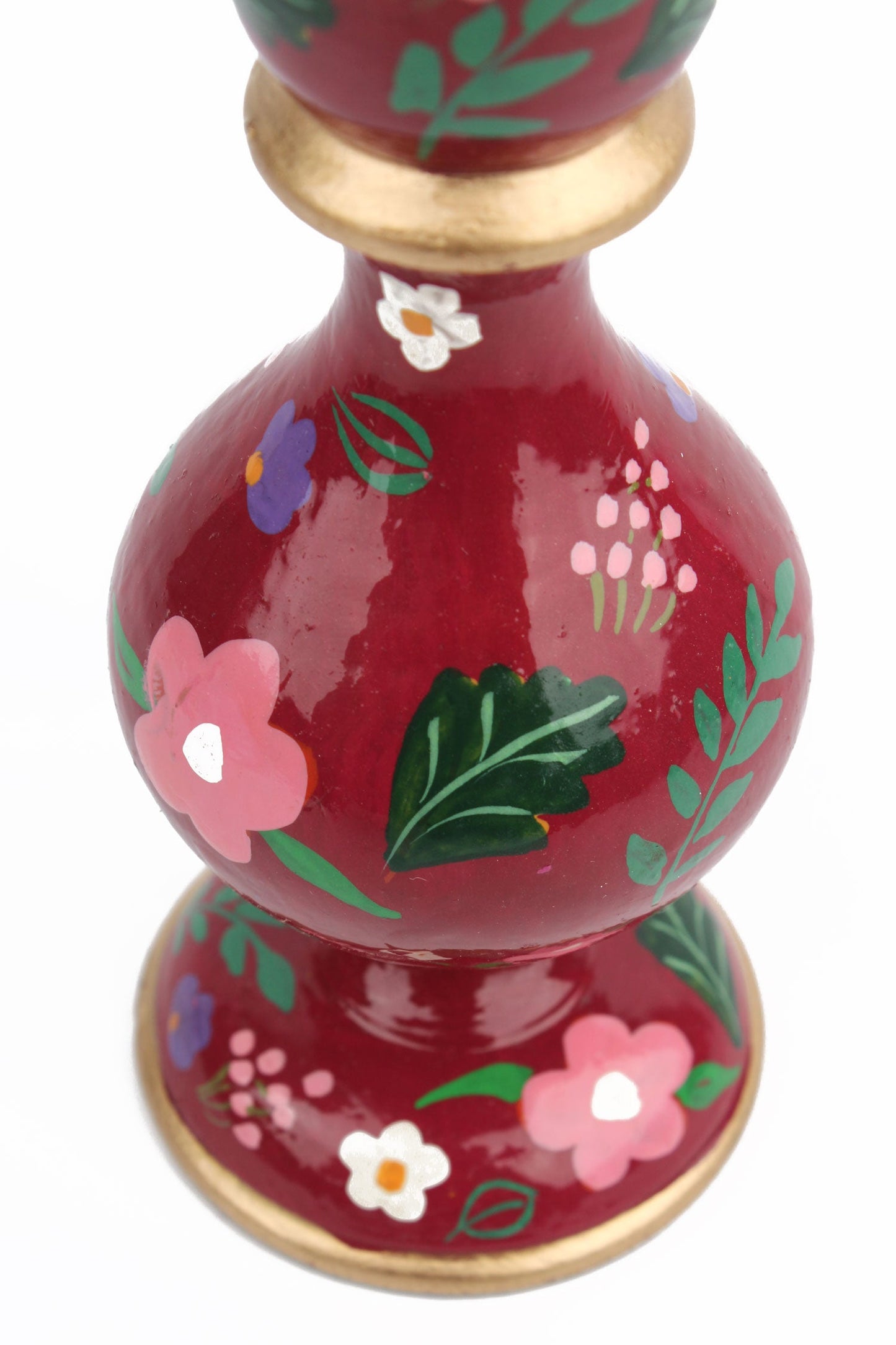 BURGUNDY SMALL CANDLESTICK HOLDER