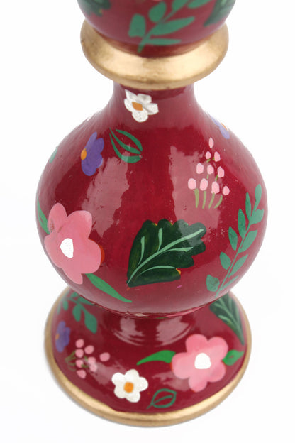 BURGUNDY SMALL CANDLESTICK HOLDER