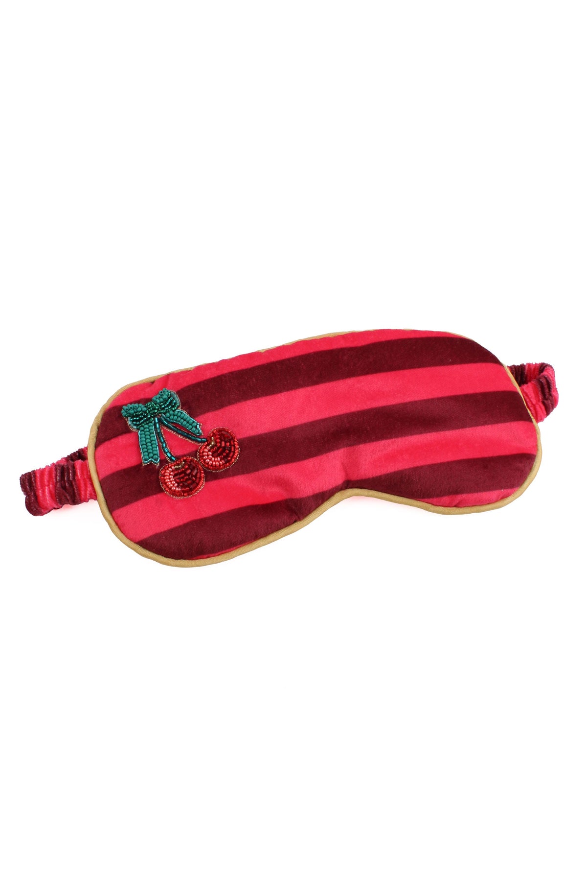 CHERRY AND BOW ON STRIPE SLEEP MASK AND BAG
