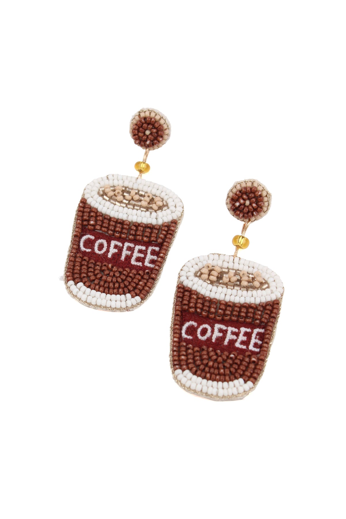COFFEE CUP BEADED EARRINGS