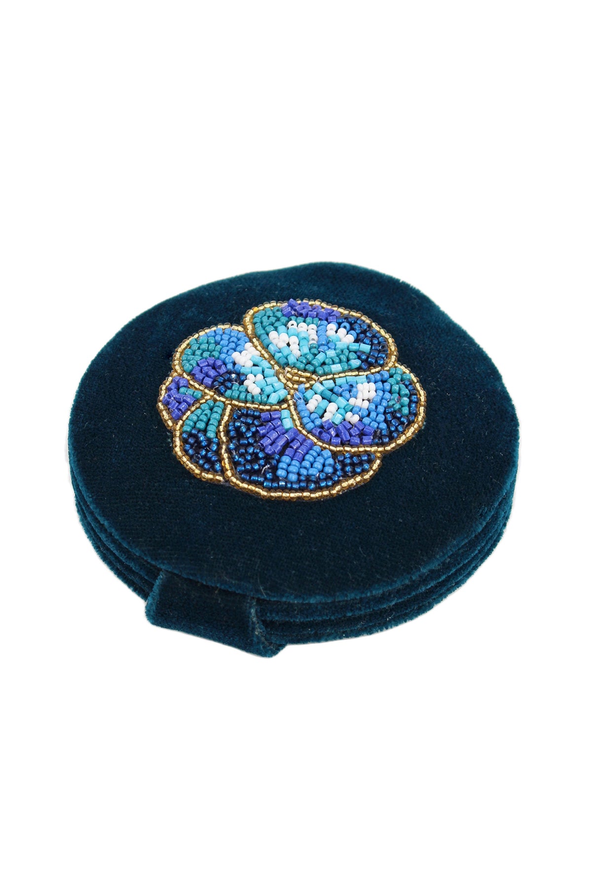 DARK BLUE WINTER PANSY COMPACT MIRROR